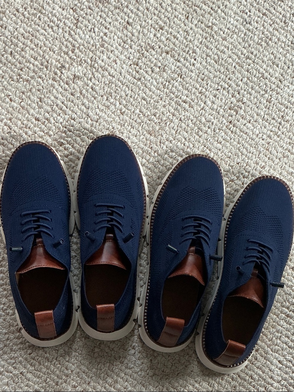 Men's Knit Navy Derby Shoes with Brown Trim - Picture 5 of 5
